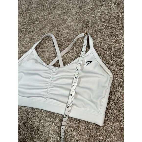 gymshark ruched training sports bra white size medium mesh criss cross back - Picture 6 of 8